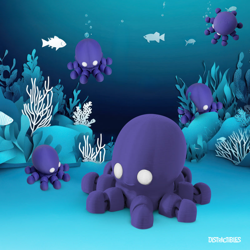 Distracties Octopus - 3D Printed Articulated Toy Fidget Friend