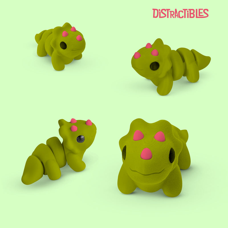 Distracties Triceratops - 3D Printed Articulated Toy Fidget Friend