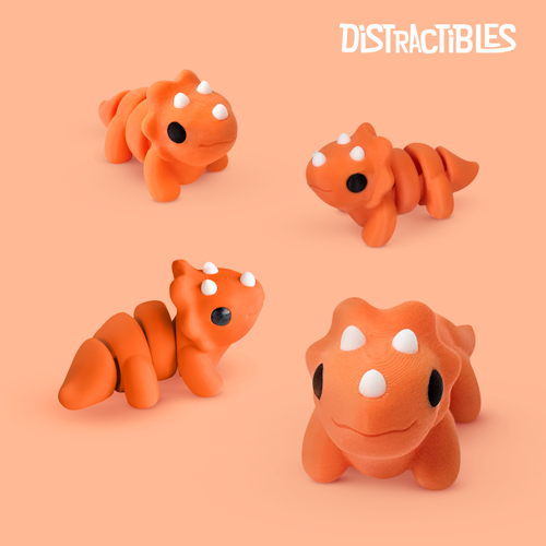 Distracties Triceratops - 3D Printed Articulated Toy Fidget Friend