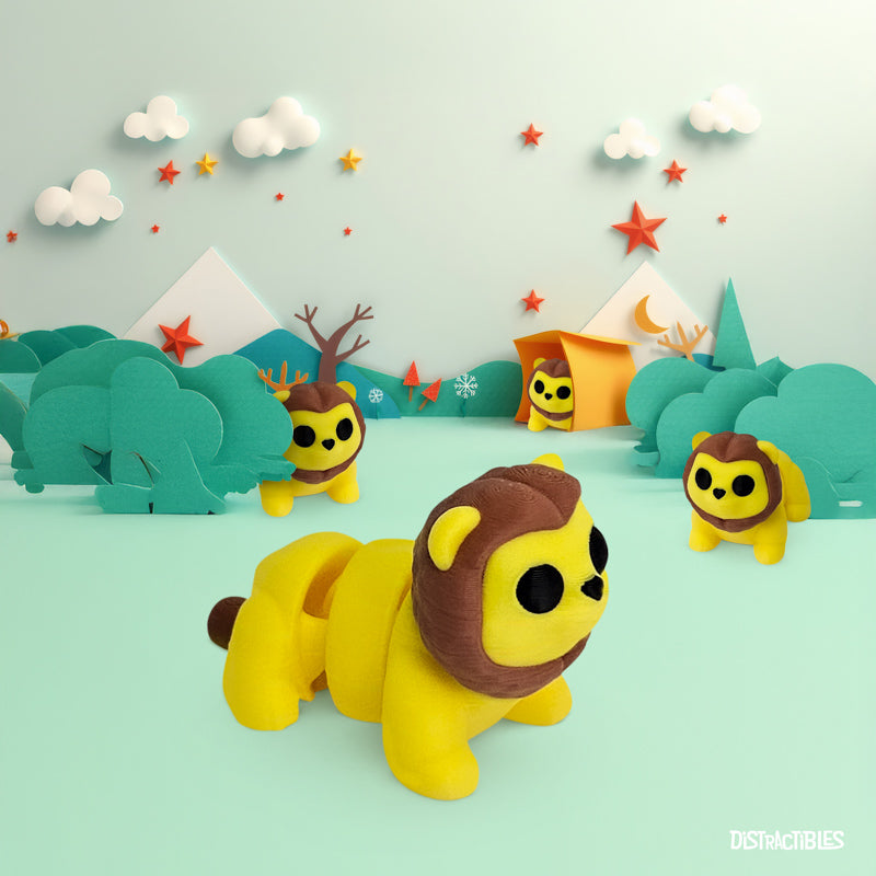 Distracties Lion - 3D Printed Articulated Toy Fidget Friend