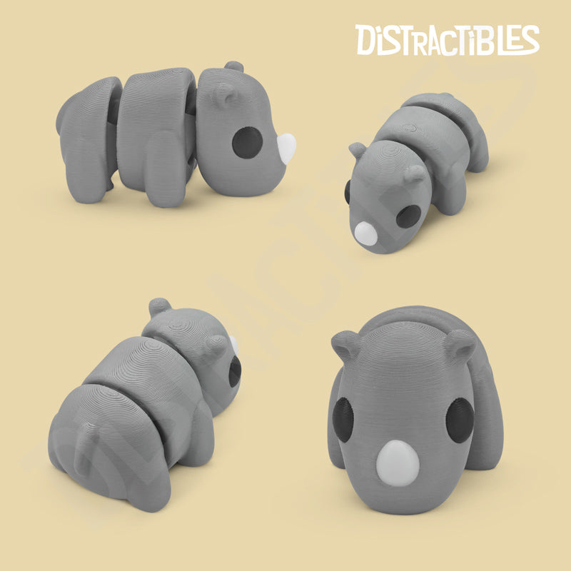 Distracties Rhino - 3D Printed Articulated Toy Fidget Friend