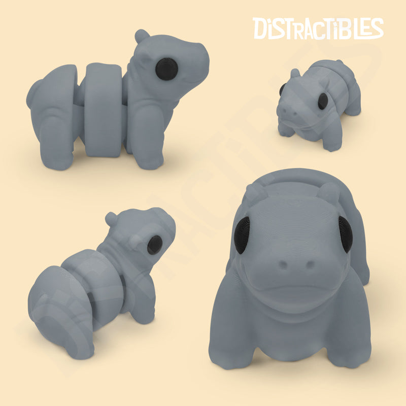 Distracties Hippo - 3D Printed Articulated Toy Fidget Friend