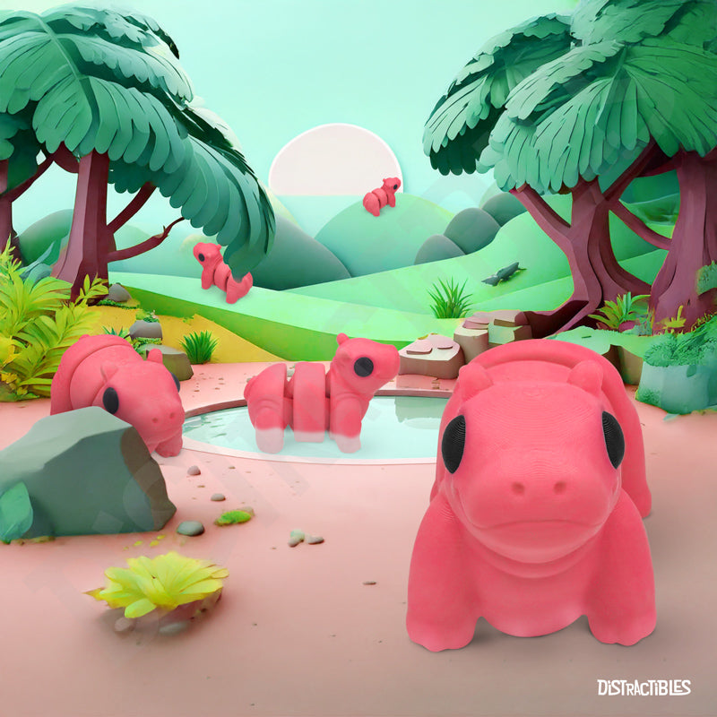 Distracties Hippo - 3D Printed Articulated Toy Fidget Friend