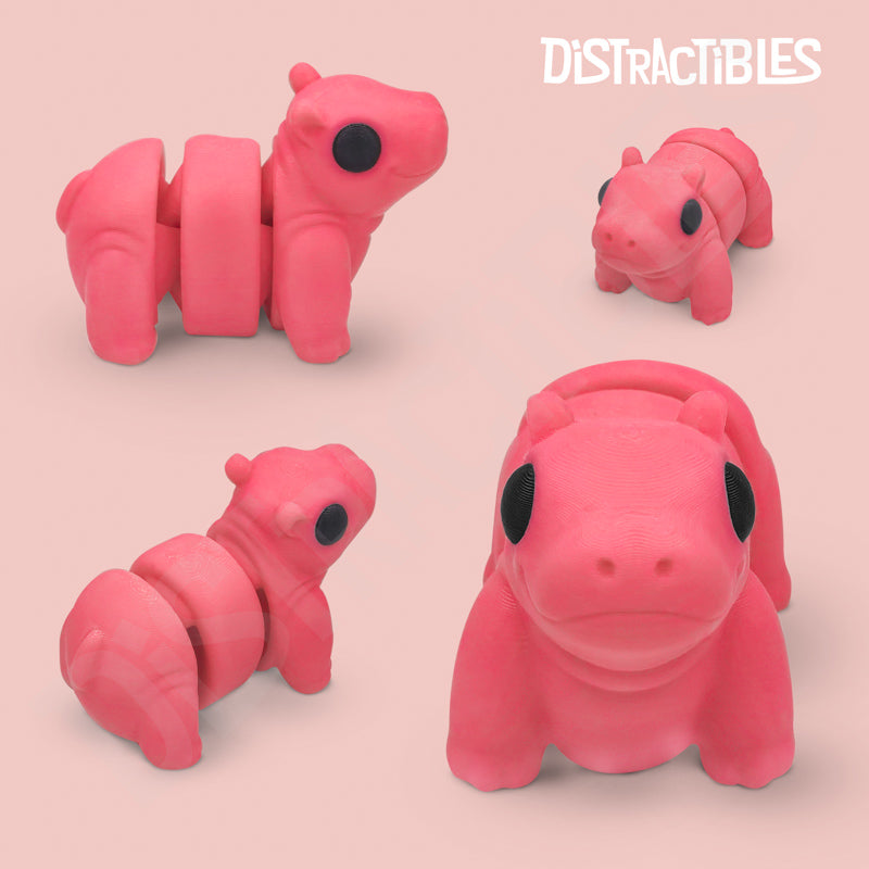 Distracties Hippo - 3D Printed Articulated Toy Fidget Friend