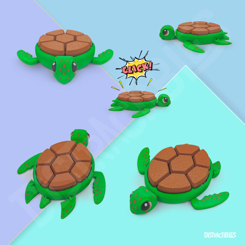 Turtle Fidget Clicker Keychain - Ultra-Clicky Mechanical Switch, Stress & Anxiety Relief Toy