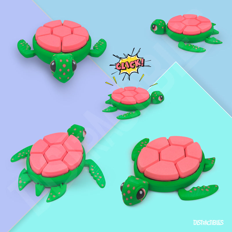 Turtle Fidget Clicker Keychain - Ultra-Clicky Mechanical Switch, Stress & Anxiety Relief Toy