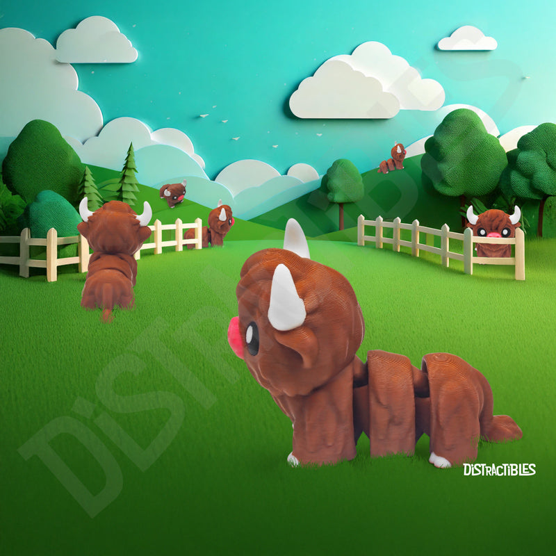 Distracties Highland Cow - 3D Printed Articulated Toy Fidget Friend