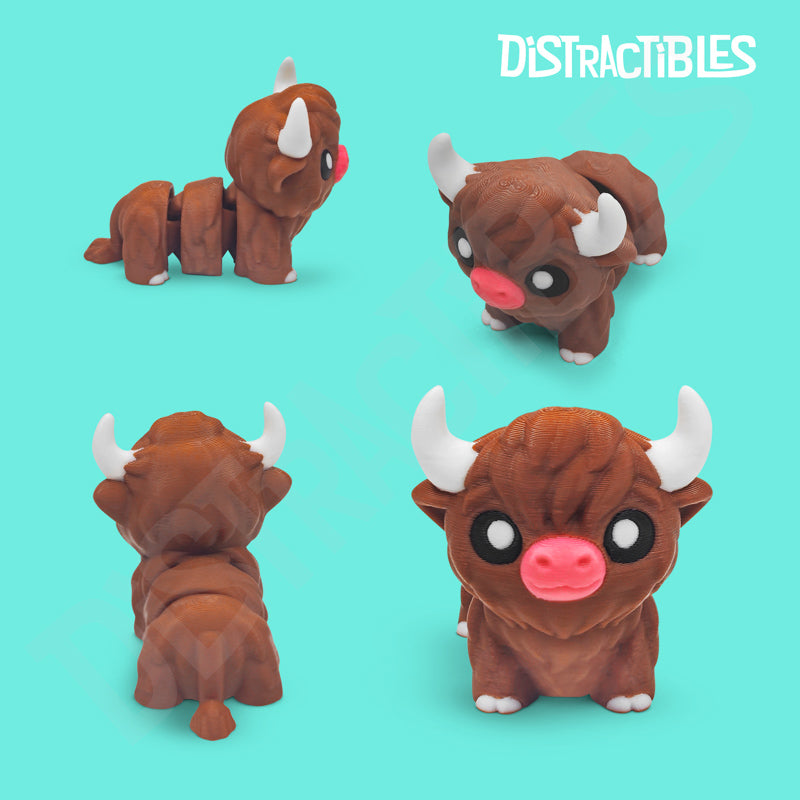 Distracties Highland Cow - 3D Printed Articulated Toy Fidget Friend