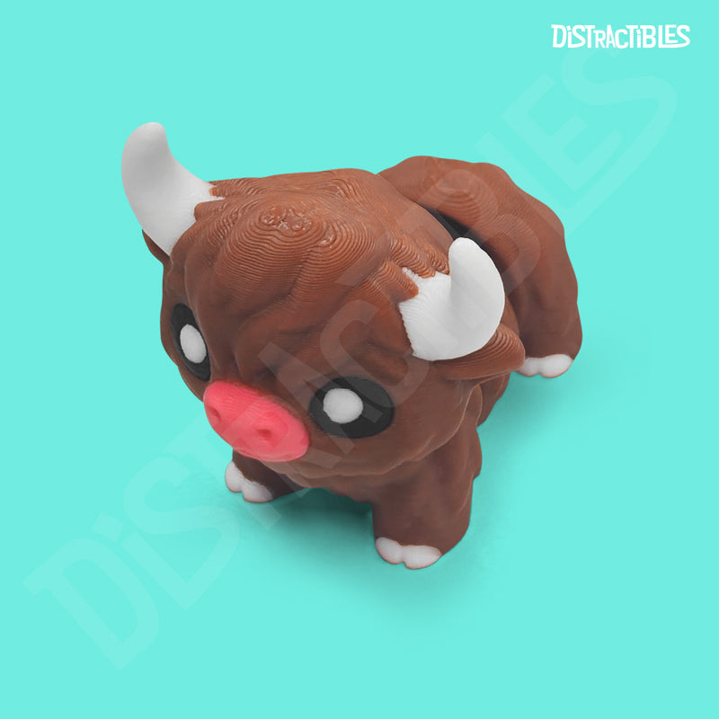 Distracties Highland Cow - 3D Printed Articulated Toy Fidget Friend