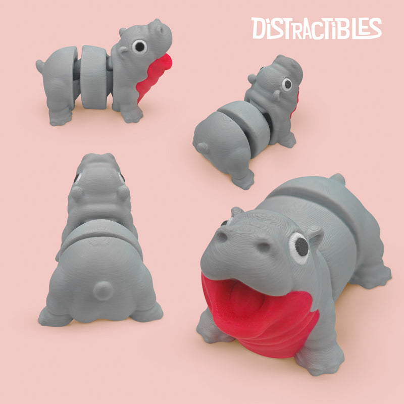 Distracties Moo Deng bb Hippo - 3D Printed Articulated Toy Fidget Friend