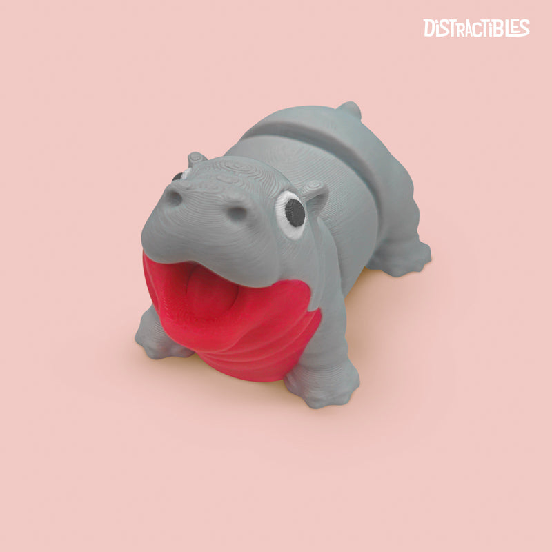 Distracties Moo Deng bb Hippo - 3D Printed Articulated Toy Fidget Friend